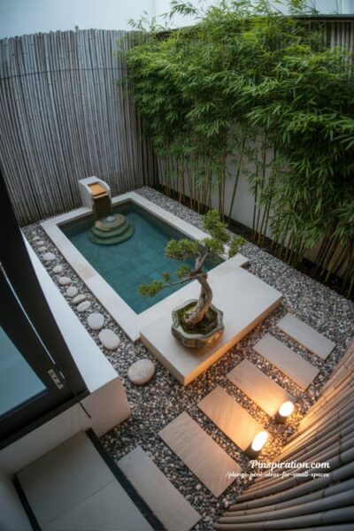 Zen retreat plunge pool ideas for peaceful small backyard oasis design