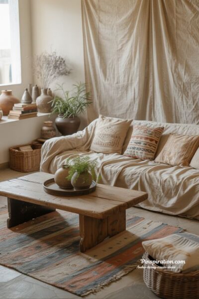 boho living room ideas real home cozy natural textures warm layered decor lived in bohemian interior style