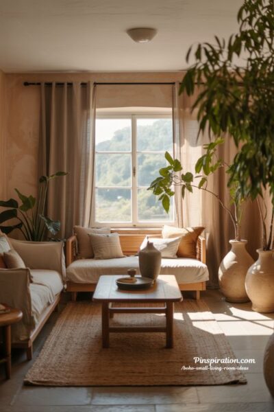 boho small living room ideas around windows natural light cozy airy seating interior design