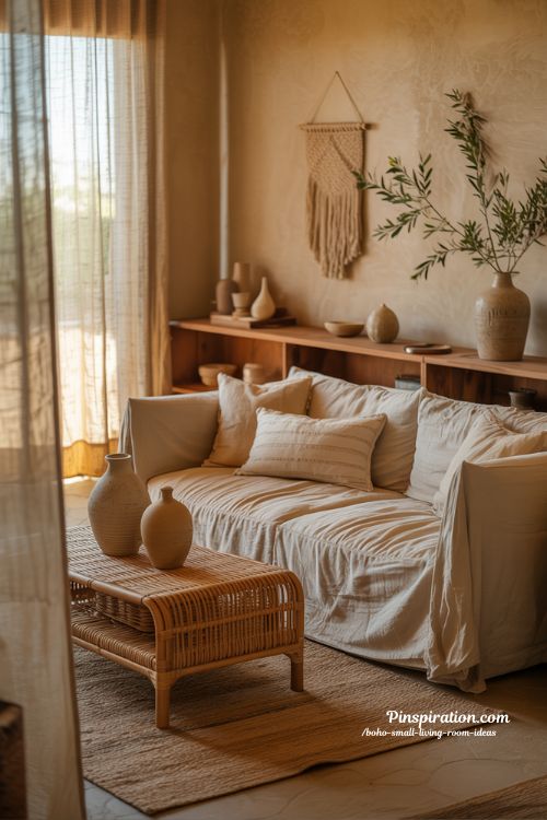 boho small living room ideas warm textured minimalist cozy lived in interior design