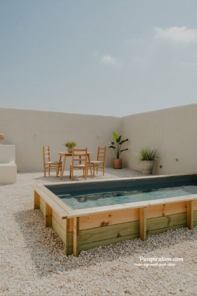 budget friendly semi inground pool ideas simple diy backyard design with gravel and minimal wood edging