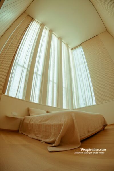 floor to ceiling curtains small bedroom ideas height illusion airy minimalist room design