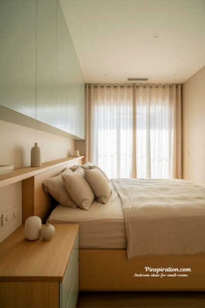 light color palette small bedroom ideas soft white grey beige minimalist space open airy room design