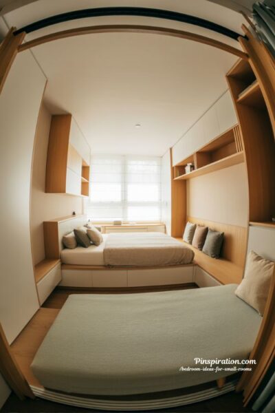 multi functional furniture ideas for small bedroom space saving foldable desk storage bench minimalist room design