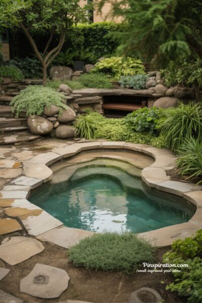 natural garden pool style for small inground pool ideas with organic backyard design and peaceful green retreat