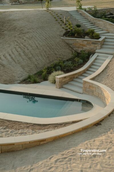 semi inground pool ideas for sloped yards terraced landscape design with retaining walls and natural layered backyard flow