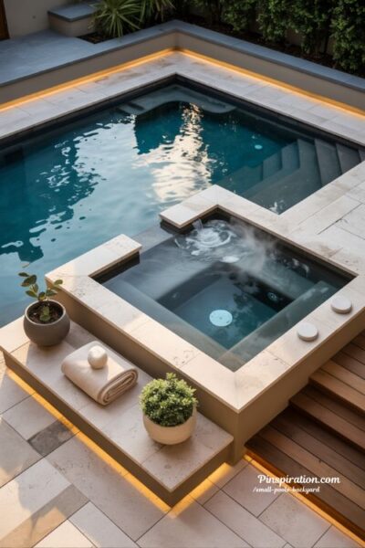 small backyard pool and spa combo design for year round relaxation and modern outdoor living