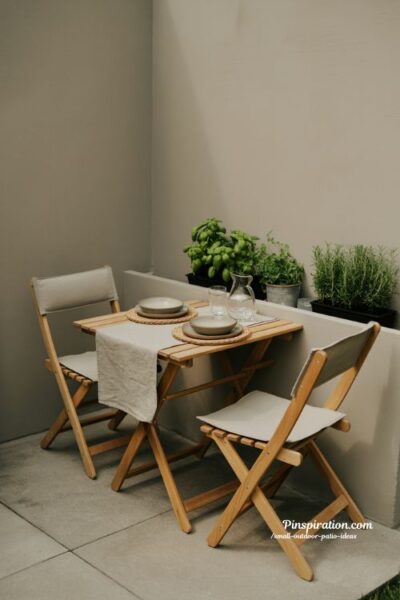 small outdoor patio ideas compact folding dining set simple and functional outdoor eating corner