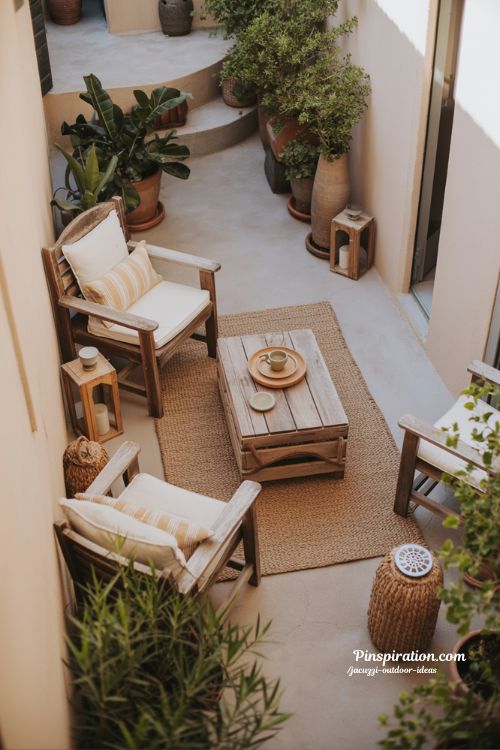 small outdoor patio ideas cozy tiny backyard escape with plants and warm lighting