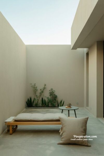 small outdoor patio ideas minimalist design with open space and simple calm seating area