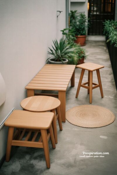 small outdoor patio ideas multi use furniture with storage and flexible compact layout