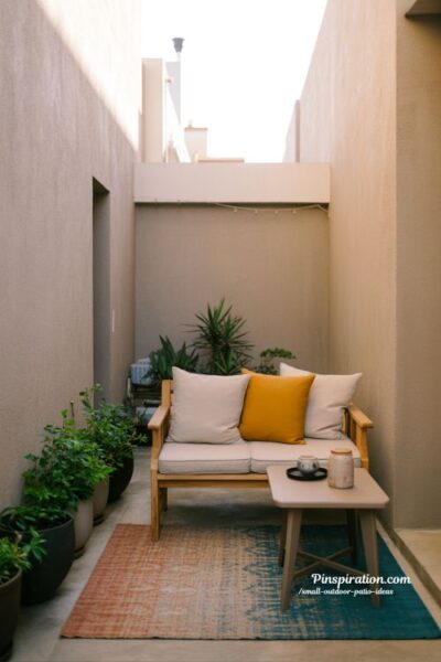 small outdoor patio ideas neutral space with colorful accents and balanced cozy design