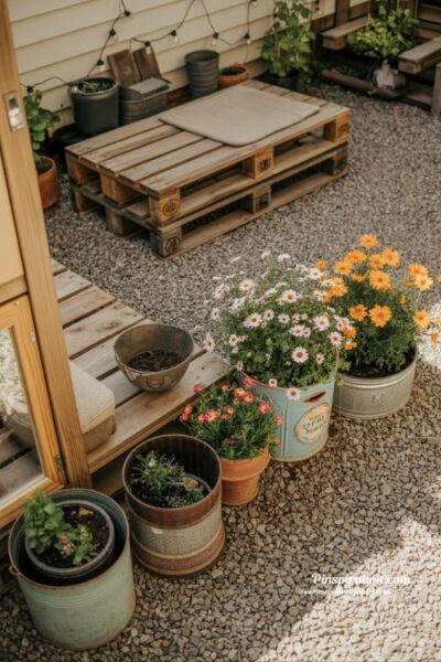 summer landscape ideas with budget friendly backyard makeover using DIY garden decor and simple planting