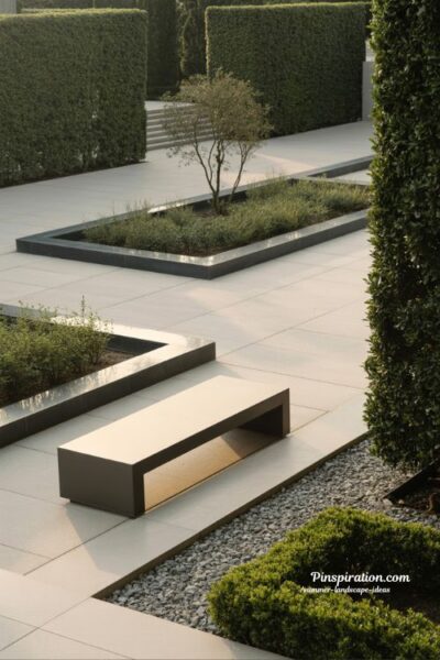 summer landscape ideas with modern minimal garden design and clean concrete pathways