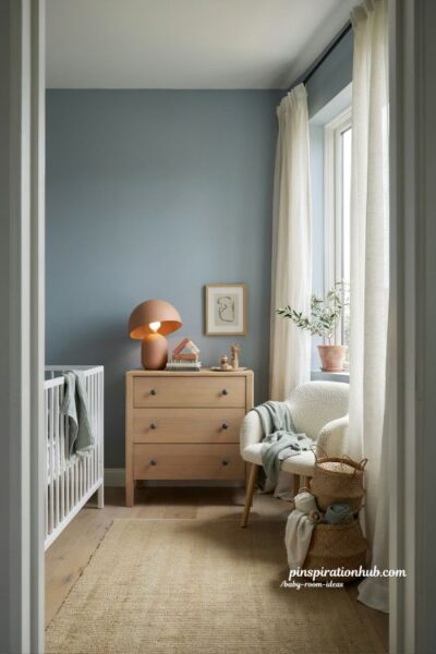 Baby room ideas with gender neutral nursery color palette and textured organic decor