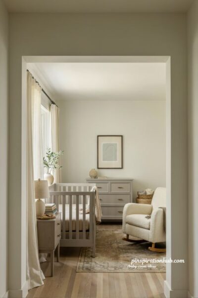 Baby room ideas with timeless gray nursery furniture and soft neutral decor