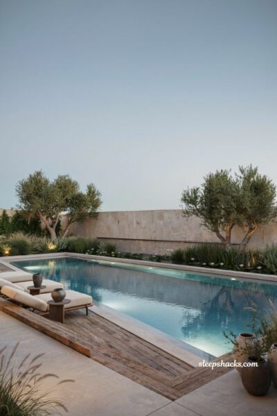 Natural pool ideas with a sleek modern eco pool and clean geometric design