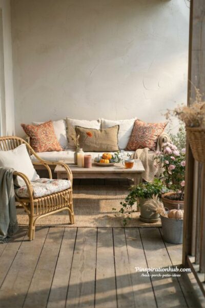 Seasonal back porch patio decor ideas with easy pillow and plant swaps for year-round style