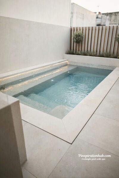 compact plunge pool with built in jet spa modern small backyard design with urban luxury hydrotherapy and minimalist wellness layout