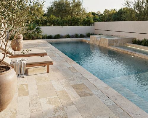 rectangle pool with spa modern backyard design with luxury resort style outdoor relaxation and clean architectural living space