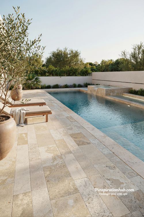 rectangle pool with spa modern backyard design with luxury resort style outdoor relaxation and clean architectural living space