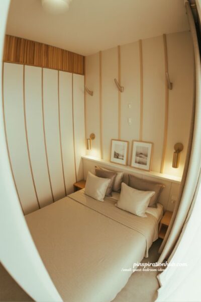 small guest bedroom ideas vertical wall decor storage floating shelves and wall sconces design for small spaces
