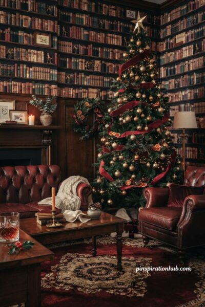 Burgundy and antique gold christmas living room color scheme ideas