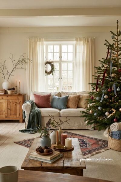 Christmas living room color schemes with cozy holiday decor ideas