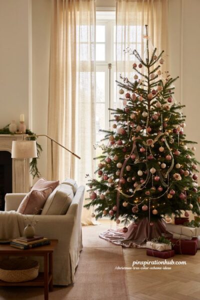 Christmas tree color scheme ideas with elegant ombre holiday decor