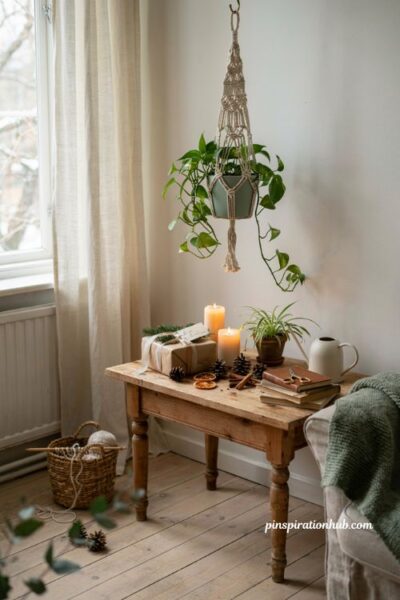 Crocheted plant hanger handmade Christmas gift for boyfriend with easy diy indoor plant ideas