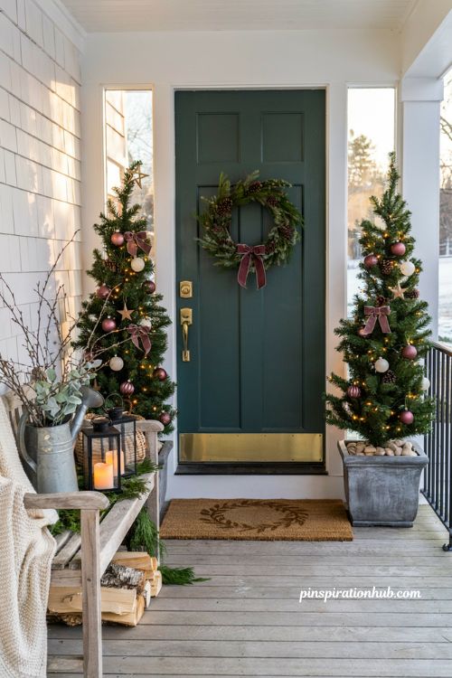 Dollar tree mini christmas tree ideas for cozy outdoor porch christmas decorating