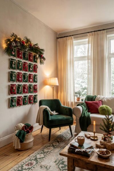 Grinch christmas decorations with a green and red countdown calendar idea