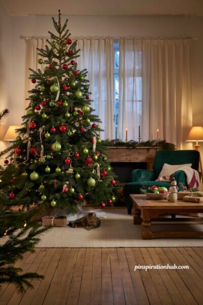 Grinch christmas decorations with green and red whimsical ornaments