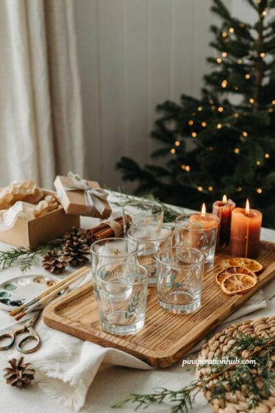 Hand painted glass votive candle holders for elegant handmade christmas gift ideas