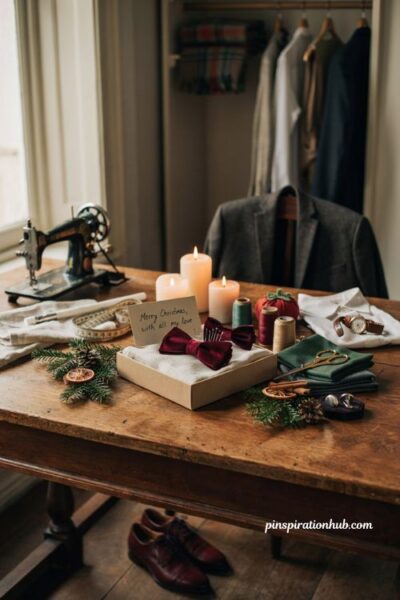 Handmade bow tie Christmas gift for boyfriend with elegant diy holiday accessory ideas