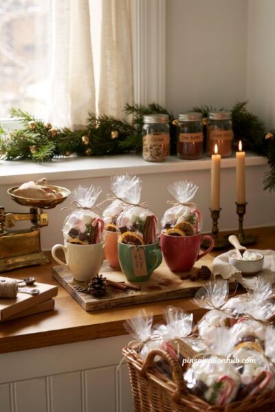 Hot cocoa gift kits handmade Christmas gift ideas with cozy diy holiday mug gifts