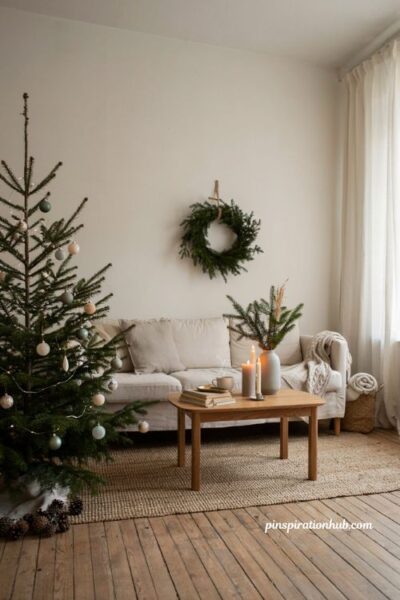 Minimalist christmas decor ideas for a calm and cozy living room