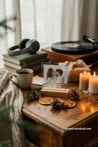 Personalized song plaque handmade Christmas gift for boyfriend with sentimental holiday keepsake decor