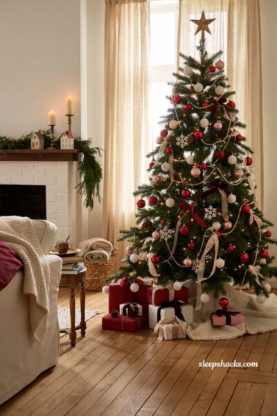 Pink christmas tree ideas with red white and pink holiday decorations
