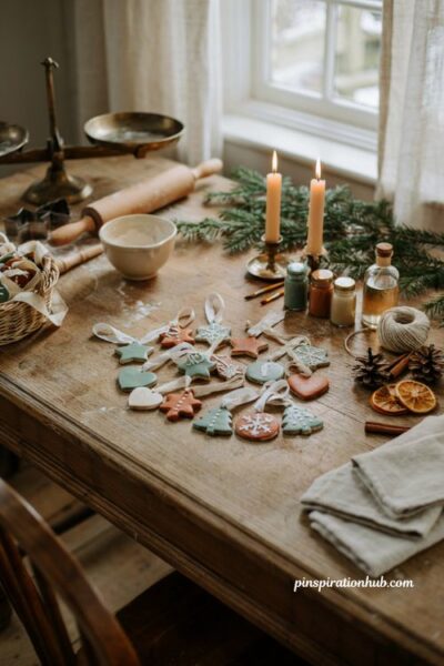 Salt dough ornaments handmade Christmas gift ideas with rustic diy holiday keepsake decorations