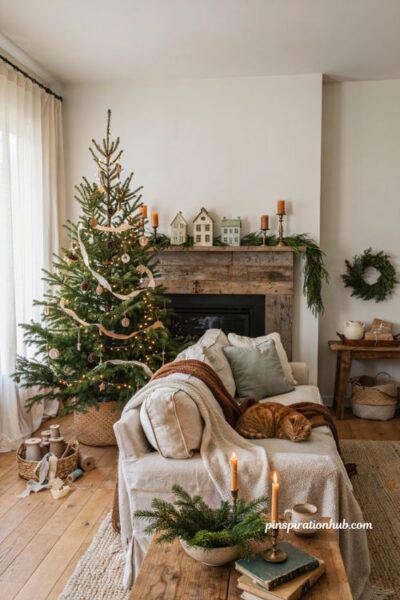 Stress free Christmas decor ideas with simple natural styling and cozy holiday home inspiration