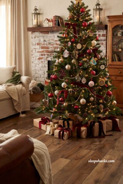 Traditional christmas tree ideas with family heirloom ornaments and timeless holiday decor