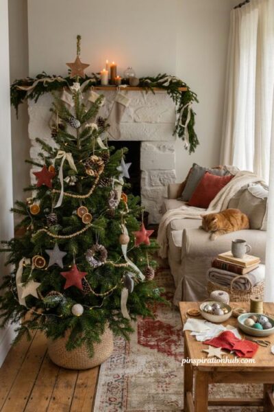 Vintage Christmas decor ideas with repurposed items antique crocks and cozy holiday styling