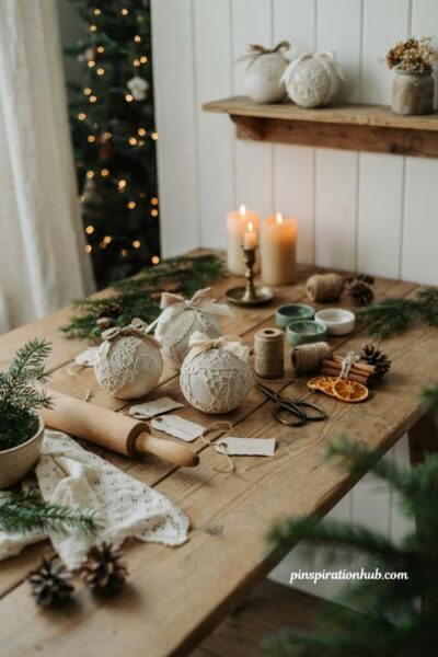 Vintage inspired clay christmas ornaments with handmade heirloom gift ideas