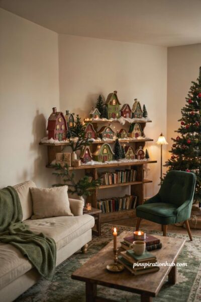 Whoville inspired Grinch christmas decorations with a whimsical mini village display