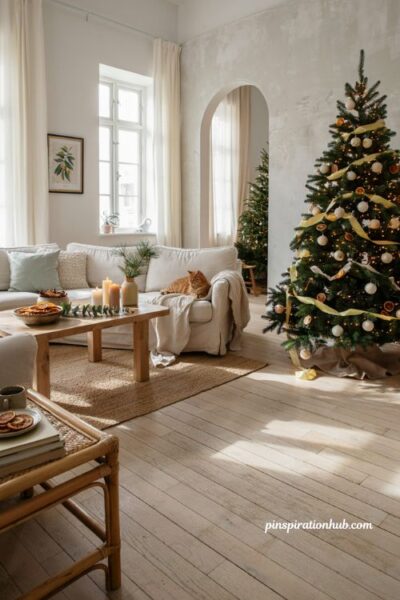 Yellow and white citrus christmas living room color scheme ideas