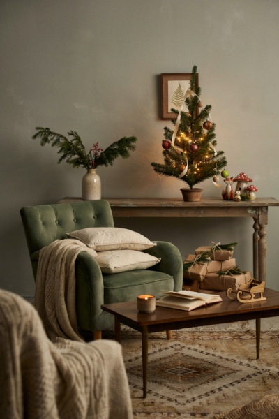 Grinch christmas decorations with a whimsical mini tabletop tree idea