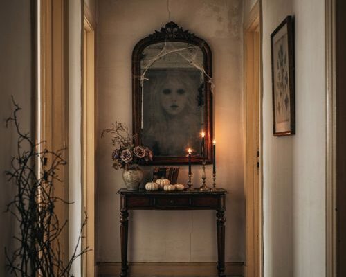 Animated ghost mirror for a spooky Halloween hallway surprise