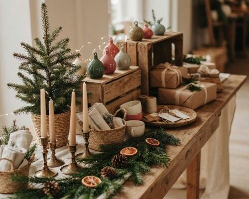 Christmas booth display ideas vendor craft show table decor