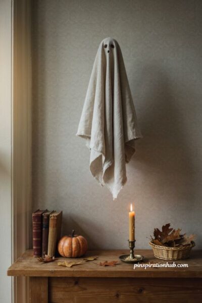 DIY floating ghost decor with vintage Halloween charm